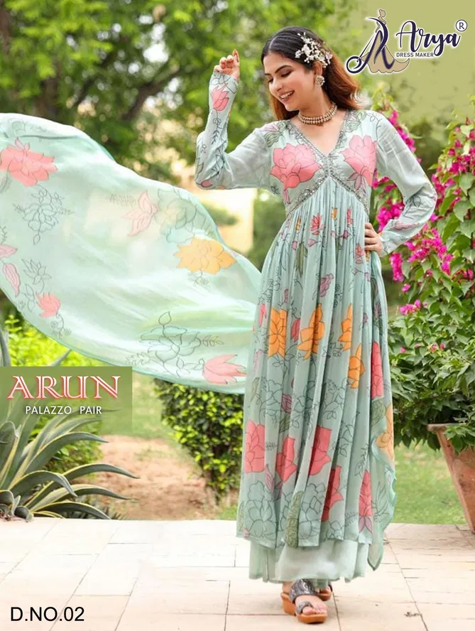 Arun By Arya Heavy Georgette Printed Alia Cut Readymade Catalog